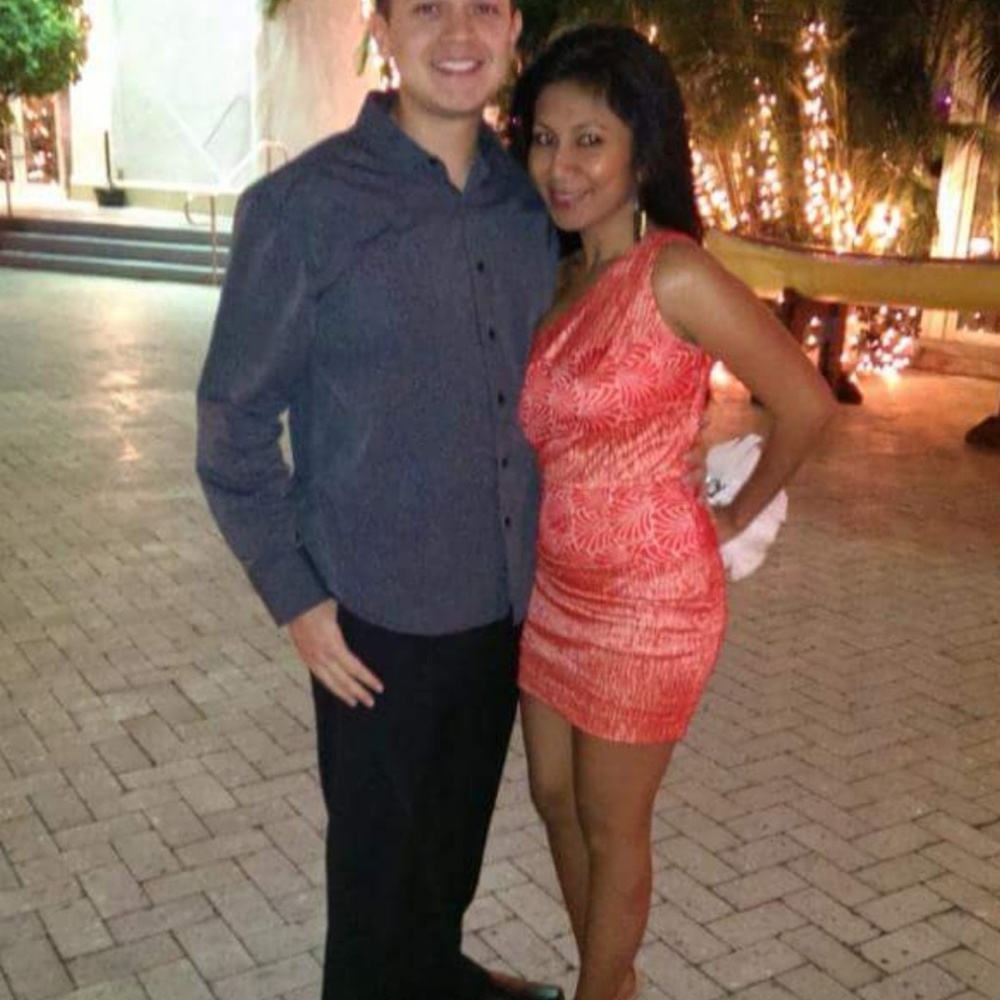 Red one shoulder mini dress